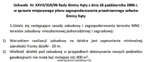 Które wymiary nowo wydzielonej działki na terenie zabudowy 