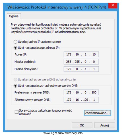 Komputer ma pracować w sieci lokalnej o adresie 172.16.0.0/16 i ł