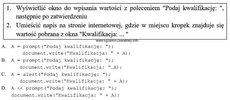 Aby w JavaScript wykonać wymienione kroki, należy w znaczniku &