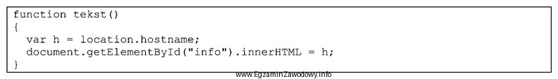 Przedstawiona funkcja, zapisana językiem JavaScript, ma za zadanie