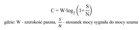 Za pomocą przedstawionego wzoru, wynikającego w twierdzenia Shannona, moż