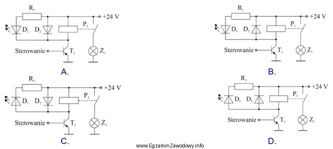 W którym układzie diody D<sub>1</sub> i 