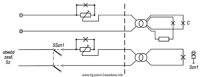 Symbol graficzny oznaczony SSzn1 w obwodzie przedstawionym na rysunku oznacza 