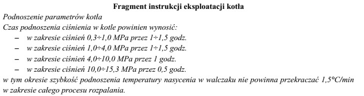 Ile powinien wynosić czas podnoszenia ciśnienia w kotle w 