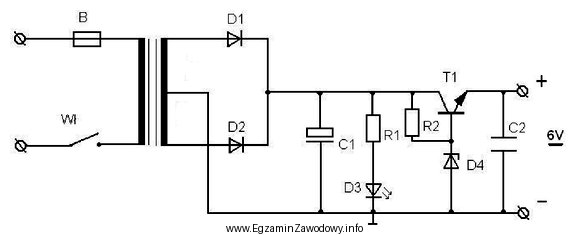 ~230V Zadaniem kondensatora C1 w układzie, którego schemat 