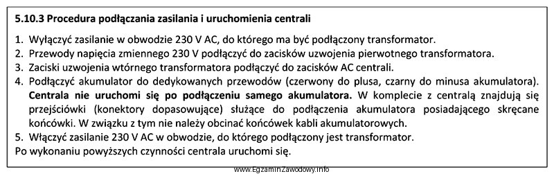 Na podstawie zamieszczonego fragmentu instrukcji instalatora centrali alarmowej określ 