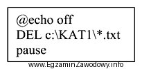 Jaki będzie efekt wykonania, w systemie Windows, pliku wsadowego 