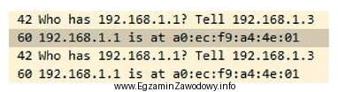 Na rysunku przedstawiono fragment pola info programu Wireshark. Którego 