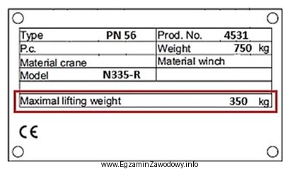 Na rysunku przedstawiającym tabliczkę znamionową dźwigu budowlanego ramką w 
