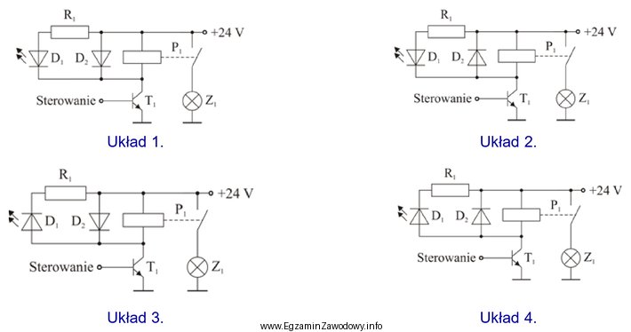 W którym układzie diody D<sub>1</sub> i 