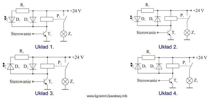 W którym układzie diody D<sub>1</sub> i 