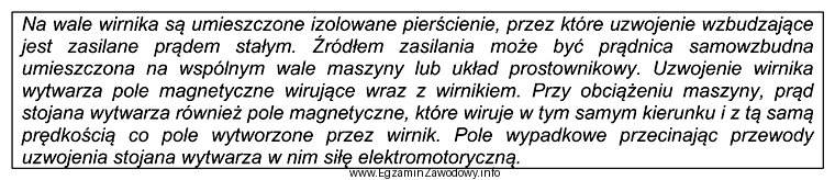 Której maszyny elektrycznej dotyczy opis w ramce?