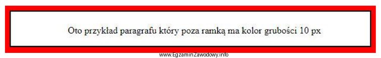 Obraz przedstawia formatowanie CSS paragrafu. Aby otrzymać czerwony kolor poza 