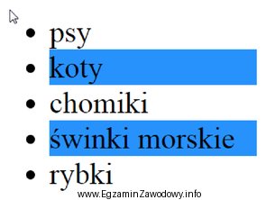 Wskaż styl CSS za pomocą którego został uzyskany przedstawiony 