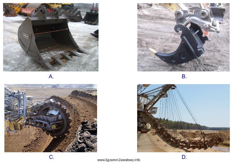 Na którym rysunku przedstawiono organ roboczy koparki stosowany przy 