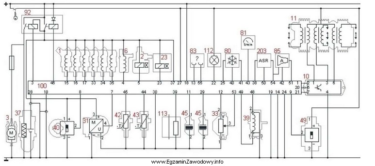 Na schemacie elektrycznym numerem 33 oznaczono czujnik