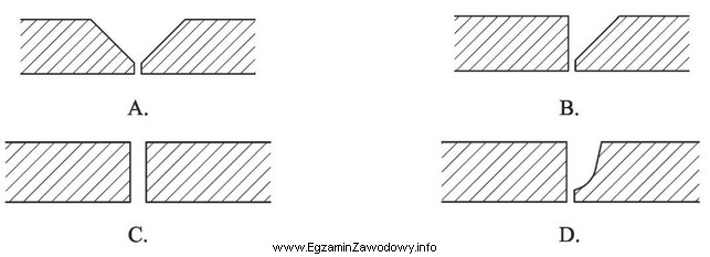 Przed wykonaniem spoiny czołowej 1/2V należy przygotować brzegi 