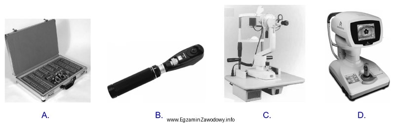 Do subiektywnego pomiaru refrakcji należy zastosować urządzenie przedstawione 