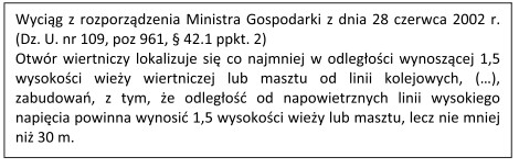 Ile powinna wynosić odległość otworu wiertniczego od linii 