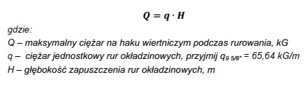 Ile wynosi wartość minimalnego udźwigu urządzenia wiertniczego, planowanego 