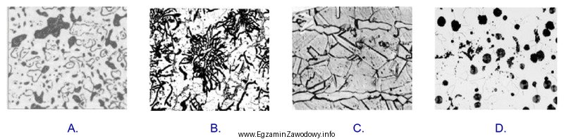 Mikrostrukturę żeliwa sferoidalnego oznaczono literą