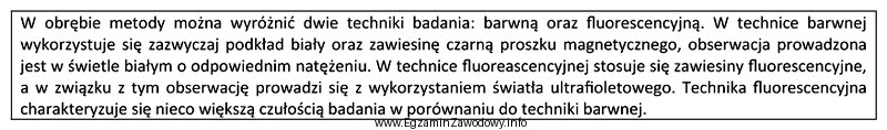 Którą metodę badań nieniszczących odlewów charakteryzuje opis?