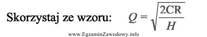 Oblicz optymalną wielkość zamówienia odlewów do wytwarzania 