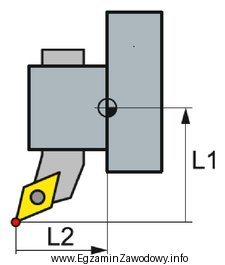 Wartości korekcyjne L1 i L2 noża tokarskiego przedstawionego 