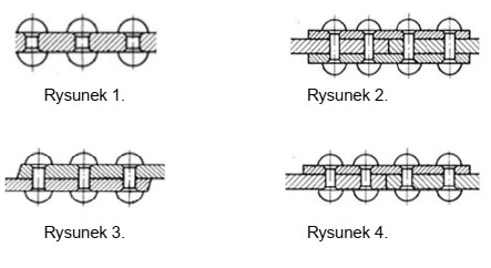 Na którym rysunku przedstawiono poprawne połączenie nitowe 