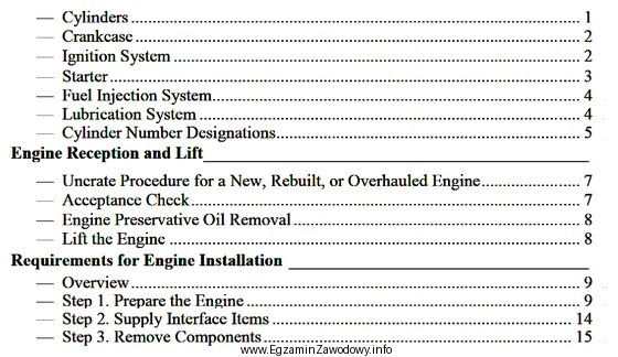 Na rysunku zamieszczono fragment dokumentu <i>IO-360-N1A Engine 