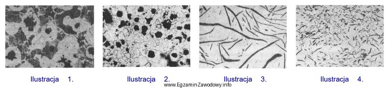 Na której ilustracji przedstawiono strukturę żeliwa ciągliwego?