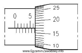 Na ilustracji przedstawiono wynik pomiaru średnicy pręta mikrometrem. 