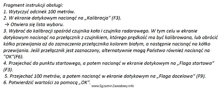 Fragment instrukcji obsługi terminalu ISOBUS CCI 100/200 przedstawia kalibrację