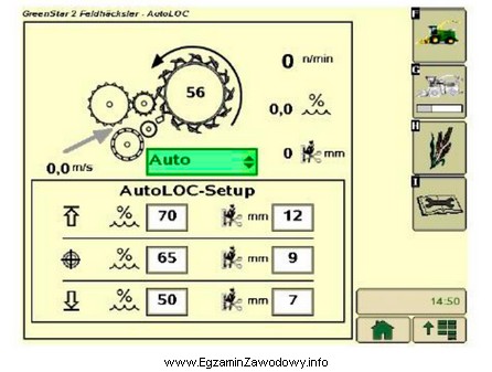 Ilustracja przedstawia widok wyświetlacza z wprowadzonymi parametrami do automatycznego 