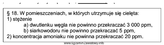 W pomieszczeniach, w których utrzymuje się cielęta, nie 