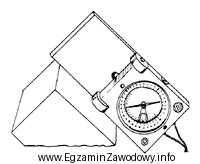 Na rysunku przedstawiono sposób zastosowania kompasu geologicznego typu Freiberg 