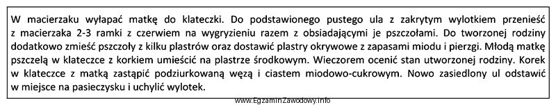 Którą metodę tworzenia rodzin pszczelich opisano?