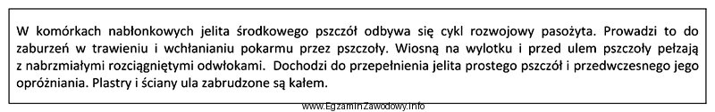 Którą z wymienionych chorób pszczół opisano?