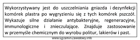 Którego produktu pszczelego dotyczy zamieszczony obok opis?