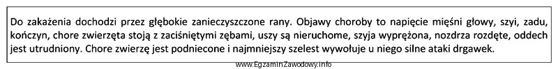 Której choroby zwierząt gospodarskich dotyczy zamieszczony opis?