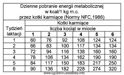 Na podstawie zamieszczonego zestawienia dotyczącego dziennego pobrania energii metabolicznej 