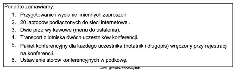 Na podstawie fragmentu zamówienia określ, które usł