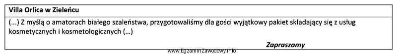 Na podstawie zamieszczonego fragmentu oferty wskaż rodzaj usług oferowanych 