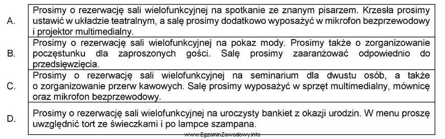 Który z przedstawionych fragmentów zamówienia dotyczy usł