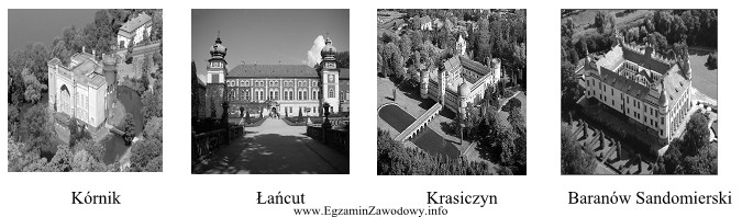 Spośród polskich obiektów zabytkowych przedstawionych na zdję