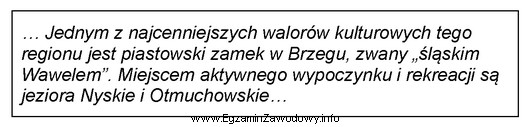 Przedstawione w opisie walory turystyczne znajdują się w województwie