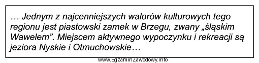 Przedstawione w opisie walory turystyczne znajdują się w województwie