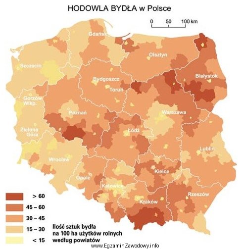 Który region w Polsce charakteryzuje się niską liczbą hodowanych 