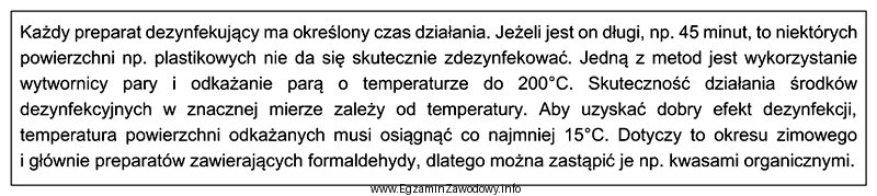 Zgodnie z przedstawionym opisem, temperatura powierzchni odkażanych w chlewni 