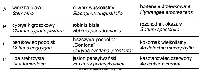 W którym wierszu tabeli podano grupę roślin stosowanych 